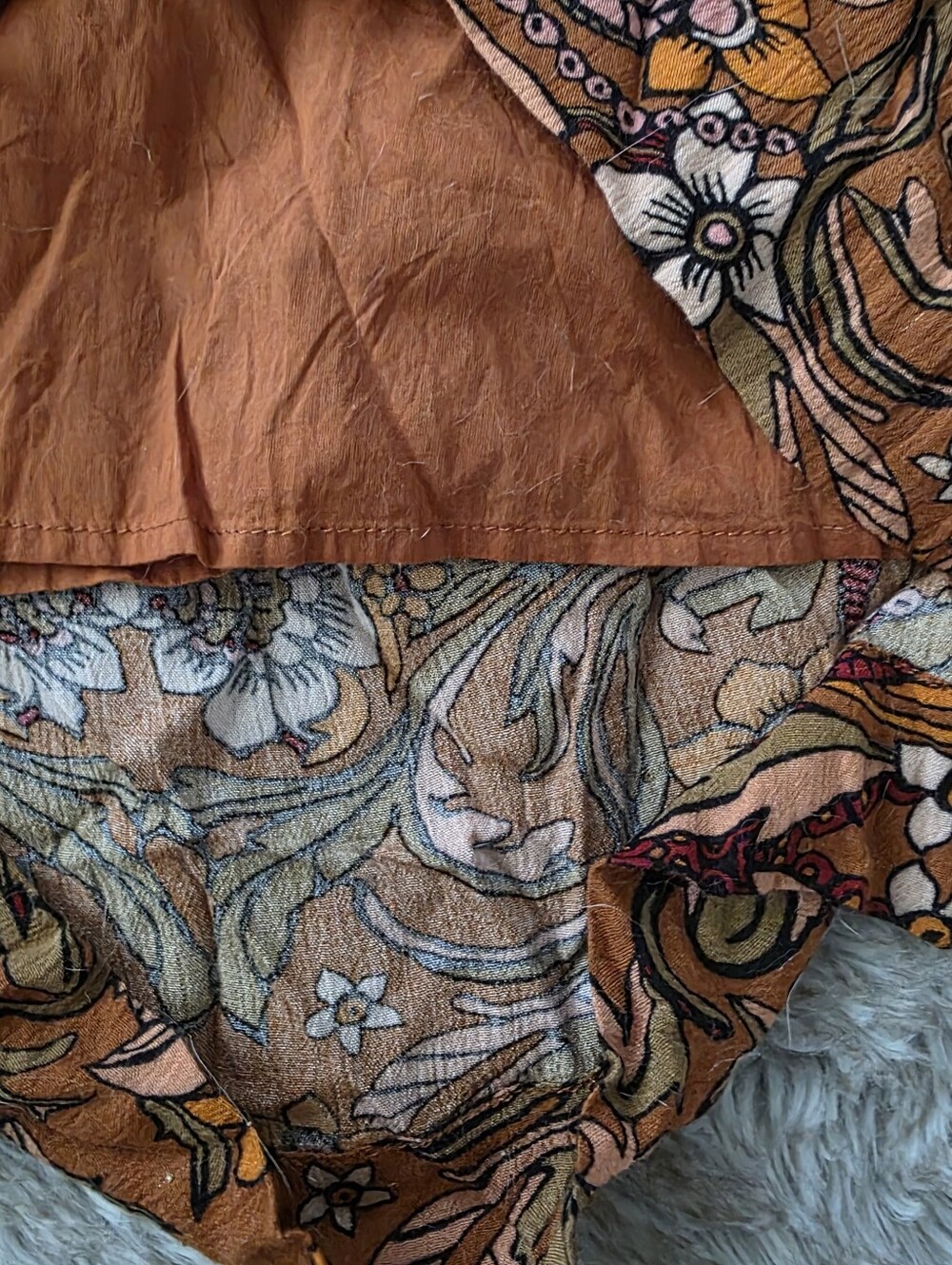 Free People Boho Floral Halter Jumpsuit Brown & Rust Orange Women's Size Large - Picture 4 of 13